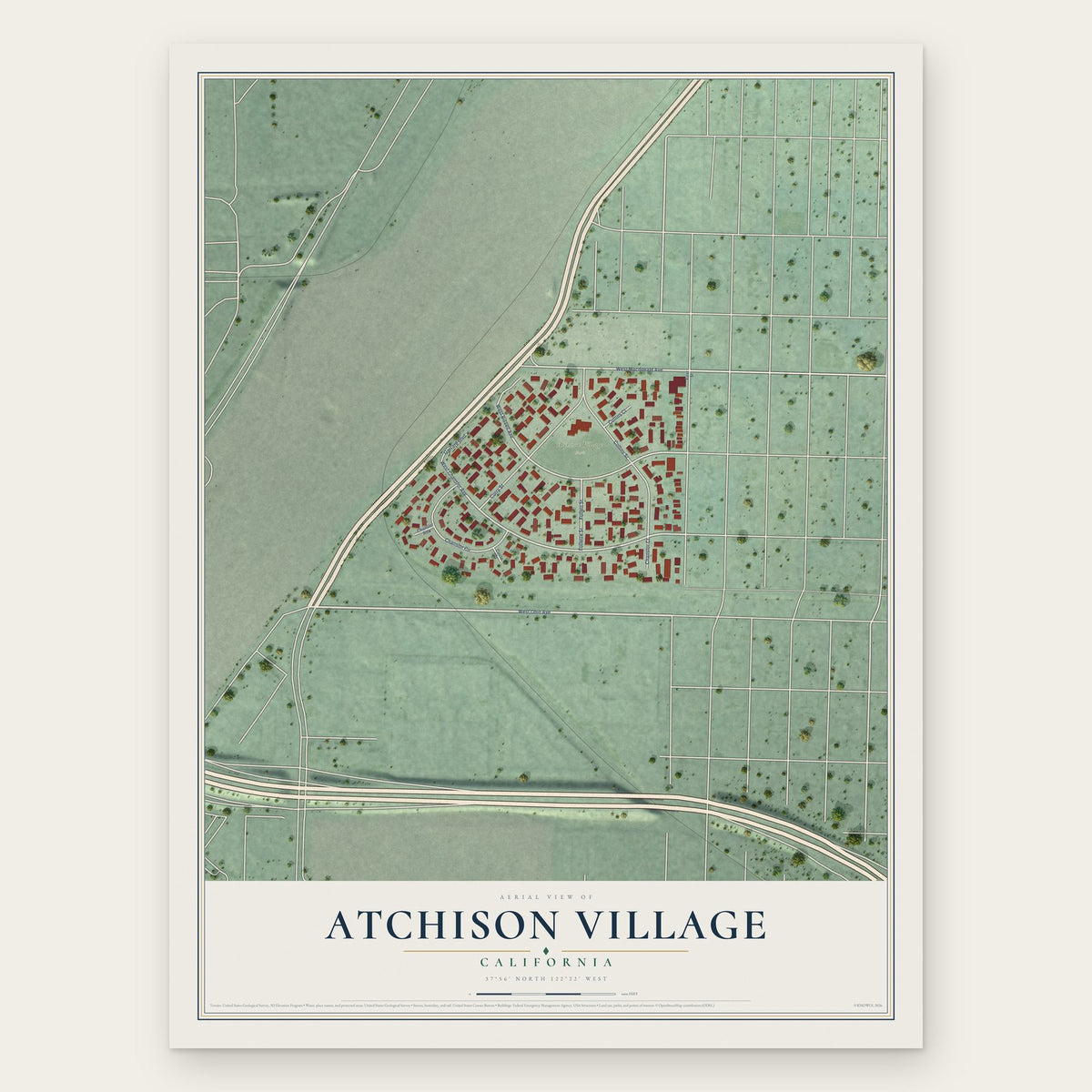 Atchison Village, California map print, the full design