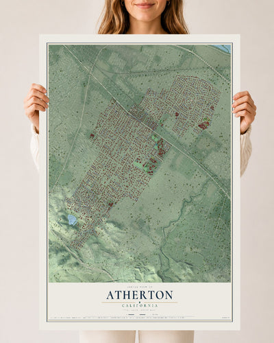 Map of Atherton, California, 24 x 36 inch unframed archival matte print