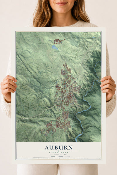 Map of Auburn, California, 18 x 24 inch unframed archival matte print