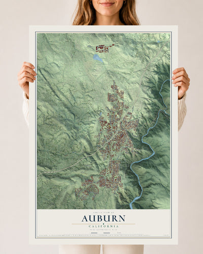 Map of Auburn, California, 24 x 36 inch unframed archival matte print