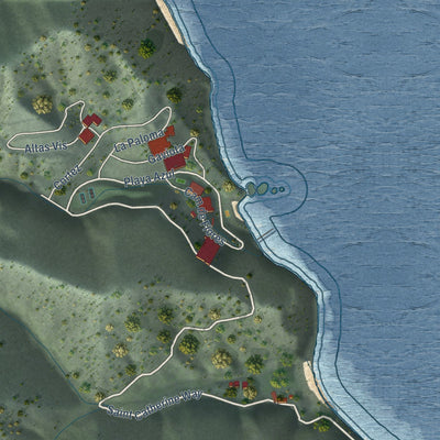 Second close-up of the map of Avalon, California print showing more streets and buildings