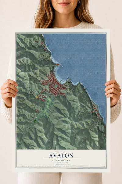 Map of Avalon, California, 18 x 24 inch unframed archival matte print