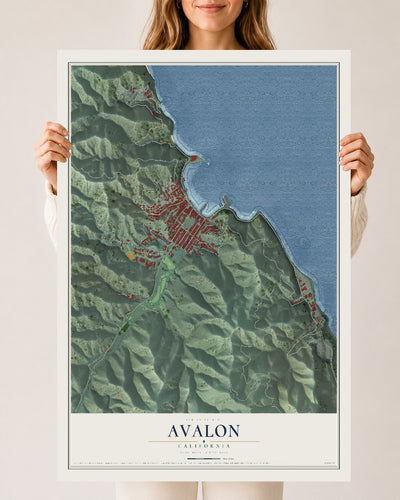 Map of Avalon, California, 24 x 36 inch unframed archival matte print