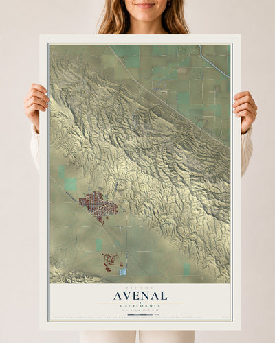 Map of Avenal, California, 24 x 36 inch unframed archival matte print