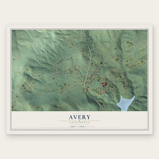 Avery, California map print, the full design