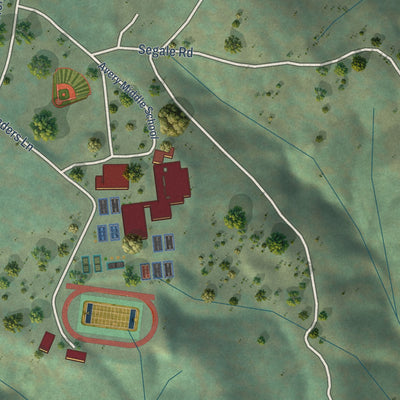 Close-up of the map of Avery, California print showing street and building detail