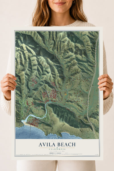 Map of Avila Beach, California, 18 x 24 inch unframed archival matte print
