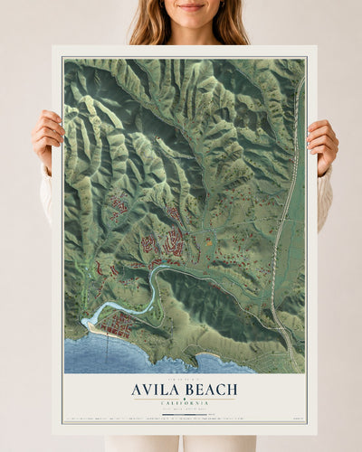 Map of Avila Beach, California, 24 x 36 inch unframed archival matte print