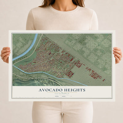 Map of Avocado Heights, California, 12 x 18 inch unframed archival matte print