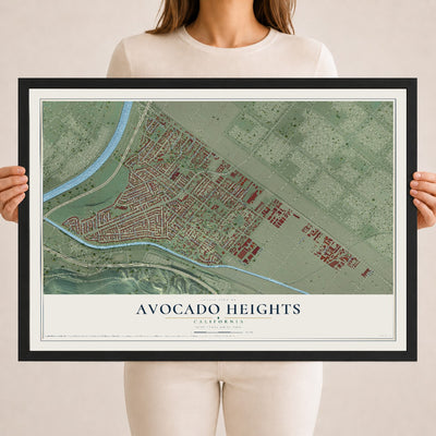 Map of Avocado Heights, California, 18 x 24 inch print in a black wood frame