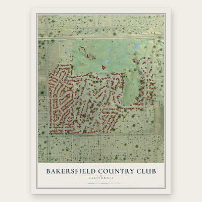 Bakersfield Country Club, California map print, the full design