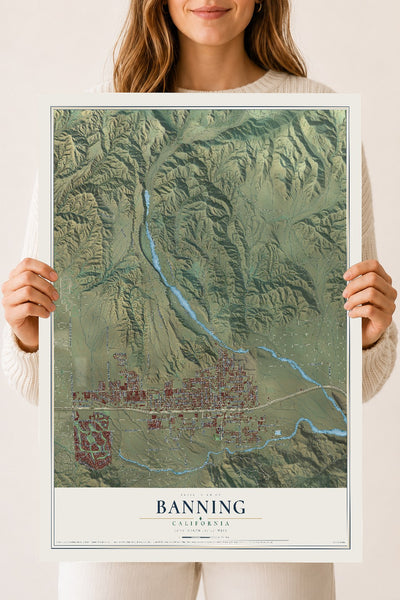 Map of Banning, California, 18 x 24 inch unframed archival matte print
