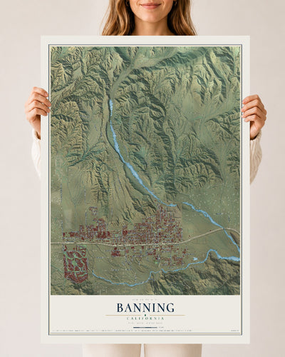 Map of Banning, California, 24 x 36 inch unframed archival matte print