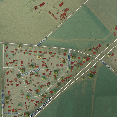 Close-up of the map of Banta, California print showing street and building detail