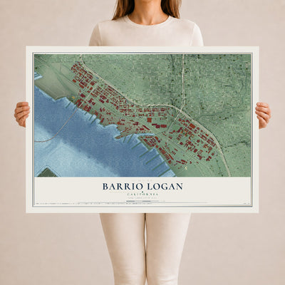 Map of Barrio Logan, California, 24 x 36 inch unframed archival matte print