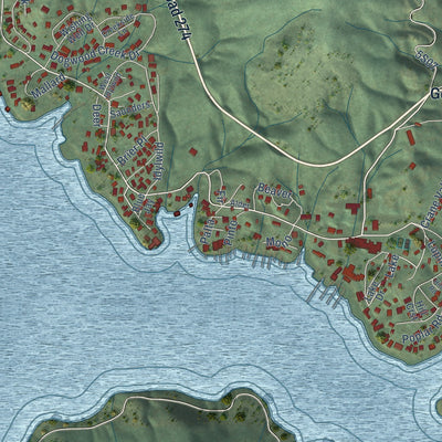 Close-up of the map of Bass Lake, California print showing street and building detail