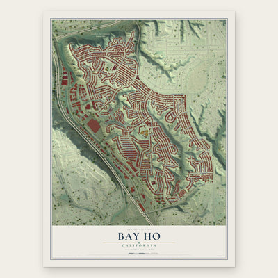 Bay Ho, California map print, the full design