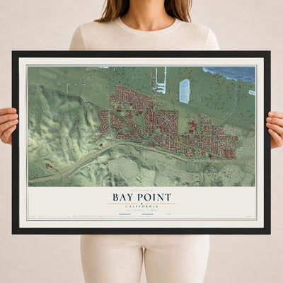 Map of Bay Point, California, 18 x 24 inch print in a black wood frame