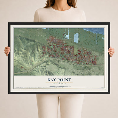 Map of Bay Point, California, 24 x 36 inch print in a black wood frame