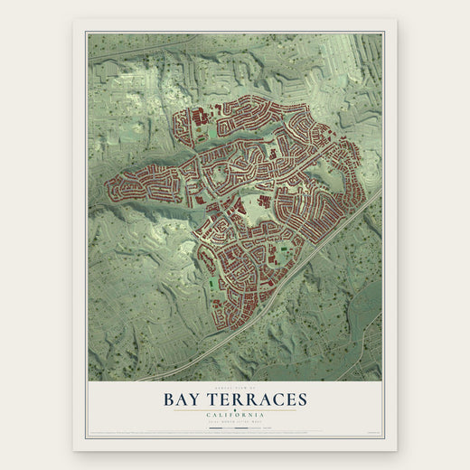 Bay Terraces, California map print, the full design