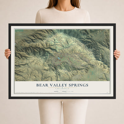 Map of Bear Valley Springs, California, 24 x 36 inch print in a black wood frame