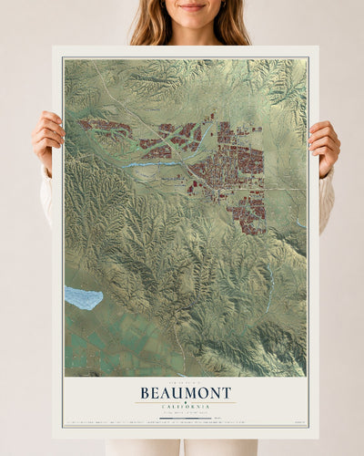 Map of Beaumont, California, 24 x 36 inch unframed archival matte print