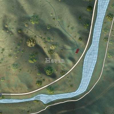 Close-up of the map of Belden, California print showing street and building detail