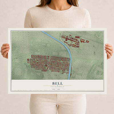 Map of Bell, California, 12 x 18 inch unframed archival matte print