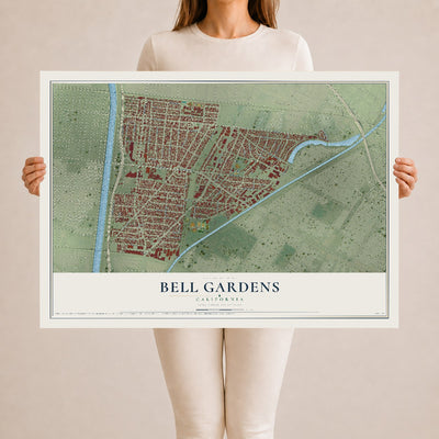 Map of Bell Gardens, California, 24 x 36 inch unframed archival matte print