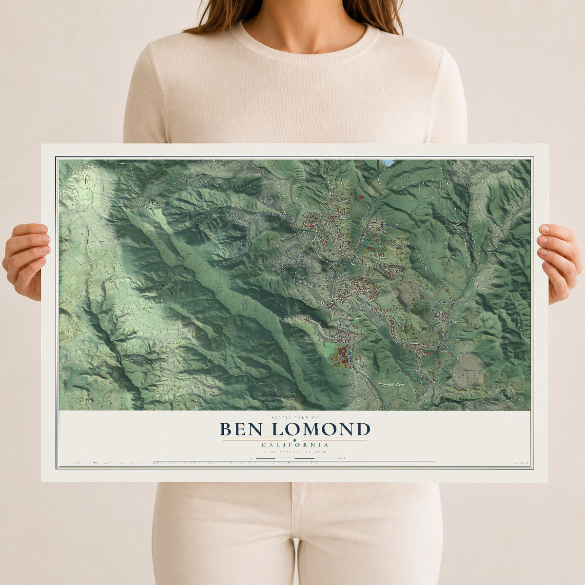 Map of Ben Lomond, California, 12 x 18 inch unframed archival matte print