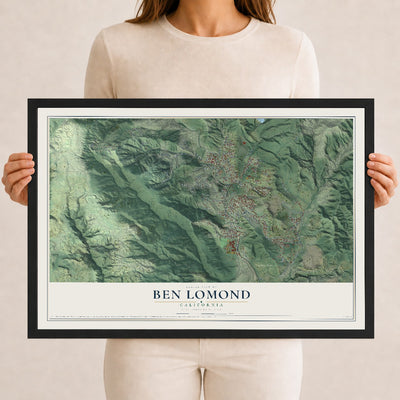 Map of Ben Lomond, California, 12 x 18 inch print in a black wood frame