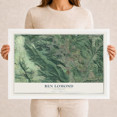 Map of Ben Lomond, California, 12 x 18 inch print in a white wood frame