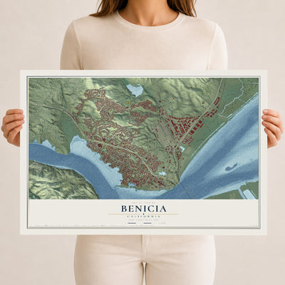 Map of Benicia, California, 12 x 18 inch unframed archival matte print