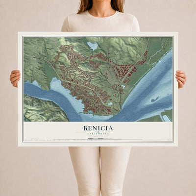 Map of Benicia, California, 24 x 36 inch unframed archival matte print