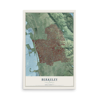 Map of Berkeley, California, 12 x 18 inch unframed archival matte print