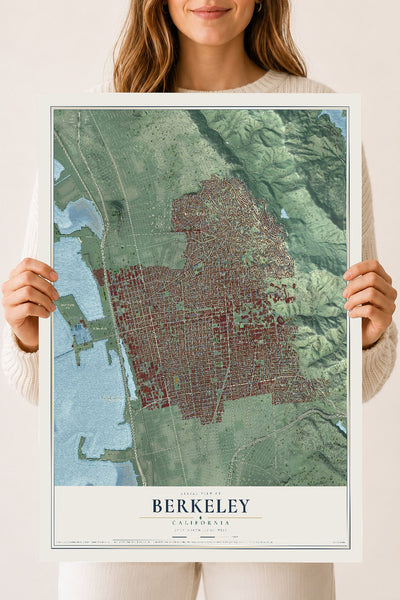 Map of Berkeley, California, 18 x 24 inch unframed archival matte print