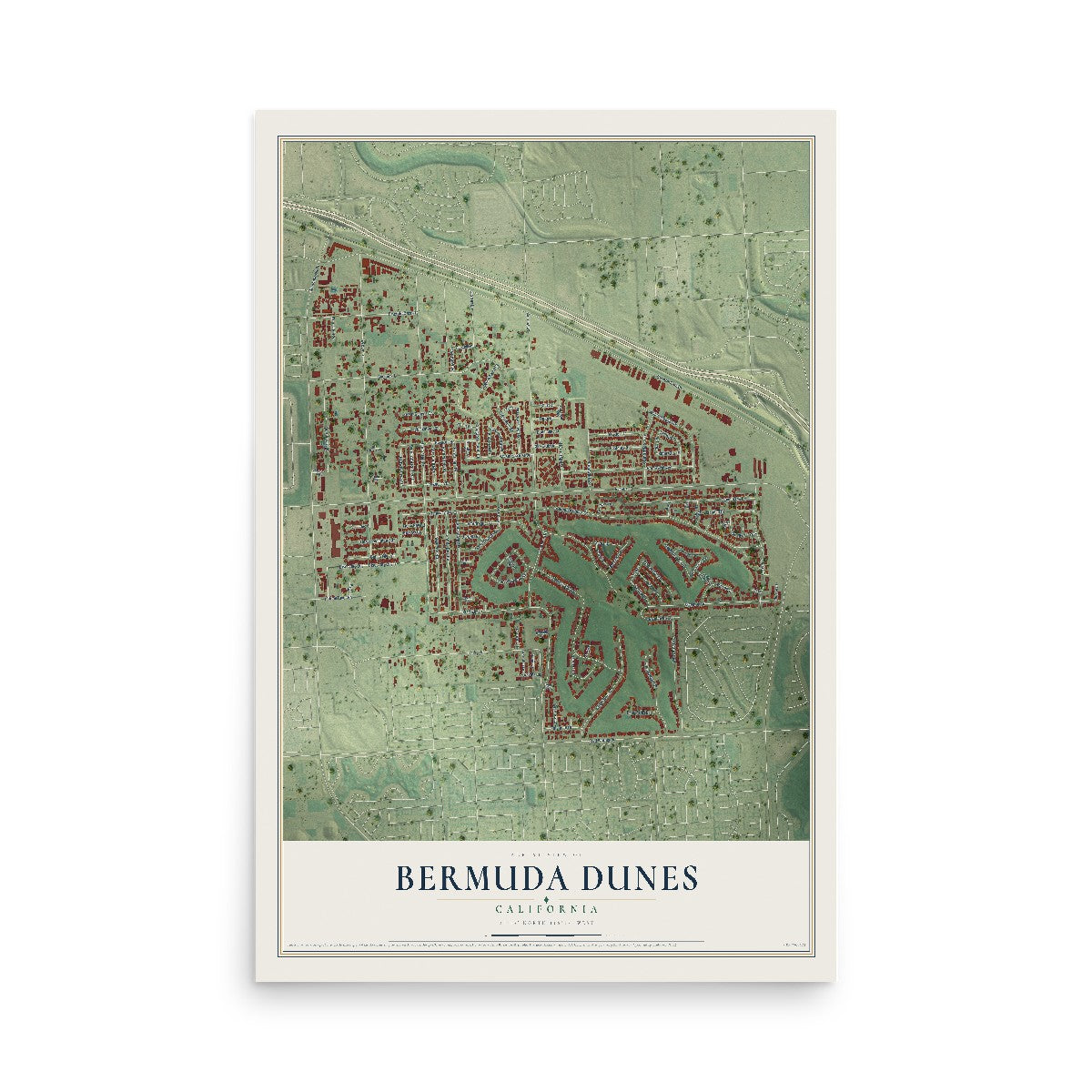 Map of Bermuda Dunes, California, 12 x 18 inch unframed archival matte print