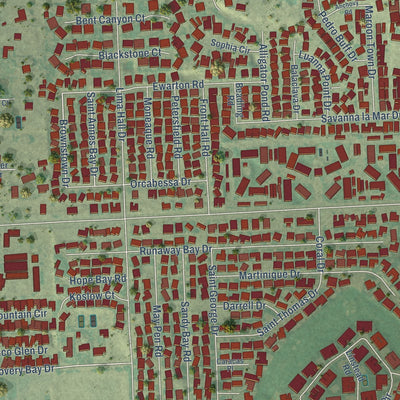 Close-up of the map of Bermuda Dunes, California print showing street and building detail