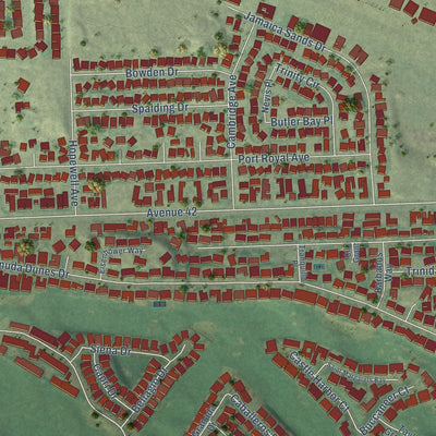 Second close-up of the map of Bermuda Dunes, California print showing more streets and buildings