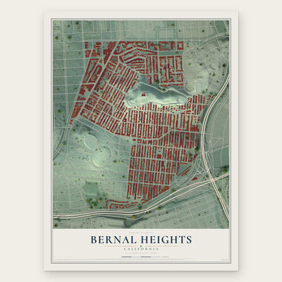 Bernal Heights, California map print, the full design