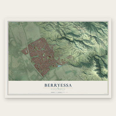 Berryessa, California map print, the full design