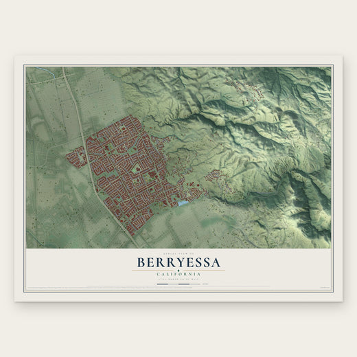 Berryessa, California map print, the full design