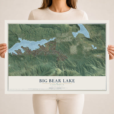 Map of Big Bear Lake, California, 18 x 24 inch unframed archival matte print