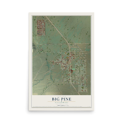 Map of Big Pine, California, 12 x 18 inch unframed archival matte print
