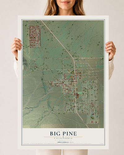 Map of Big Pine, California, 24 x 36 inch unframed archival matte print