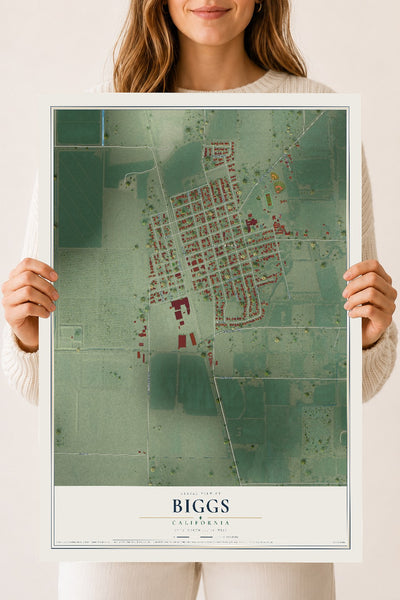 Map of Biggs, California, 18 x 24 inch unframed archival matte print