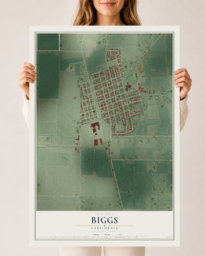Map of Biggs, California, 24 x 36 inch unframed archival matte print