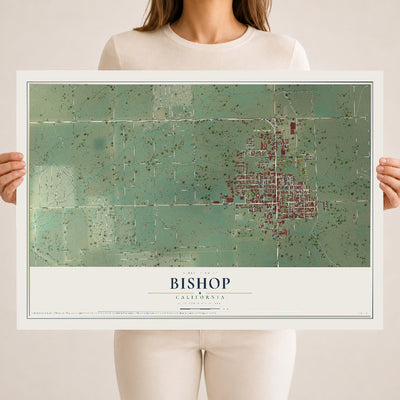 Map of Bishop, California, 18 x 24 inch unframed archival matte print
