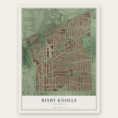 Bixby Knolls, California map print, the full design