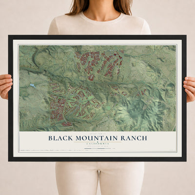 Map of Black Mountain Ranch, California, 18 x 24 inch print in a black wood frame